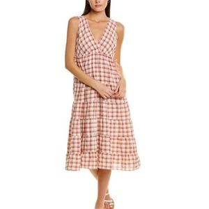 NWOT Studio V-Neck Tiered Midi Dress